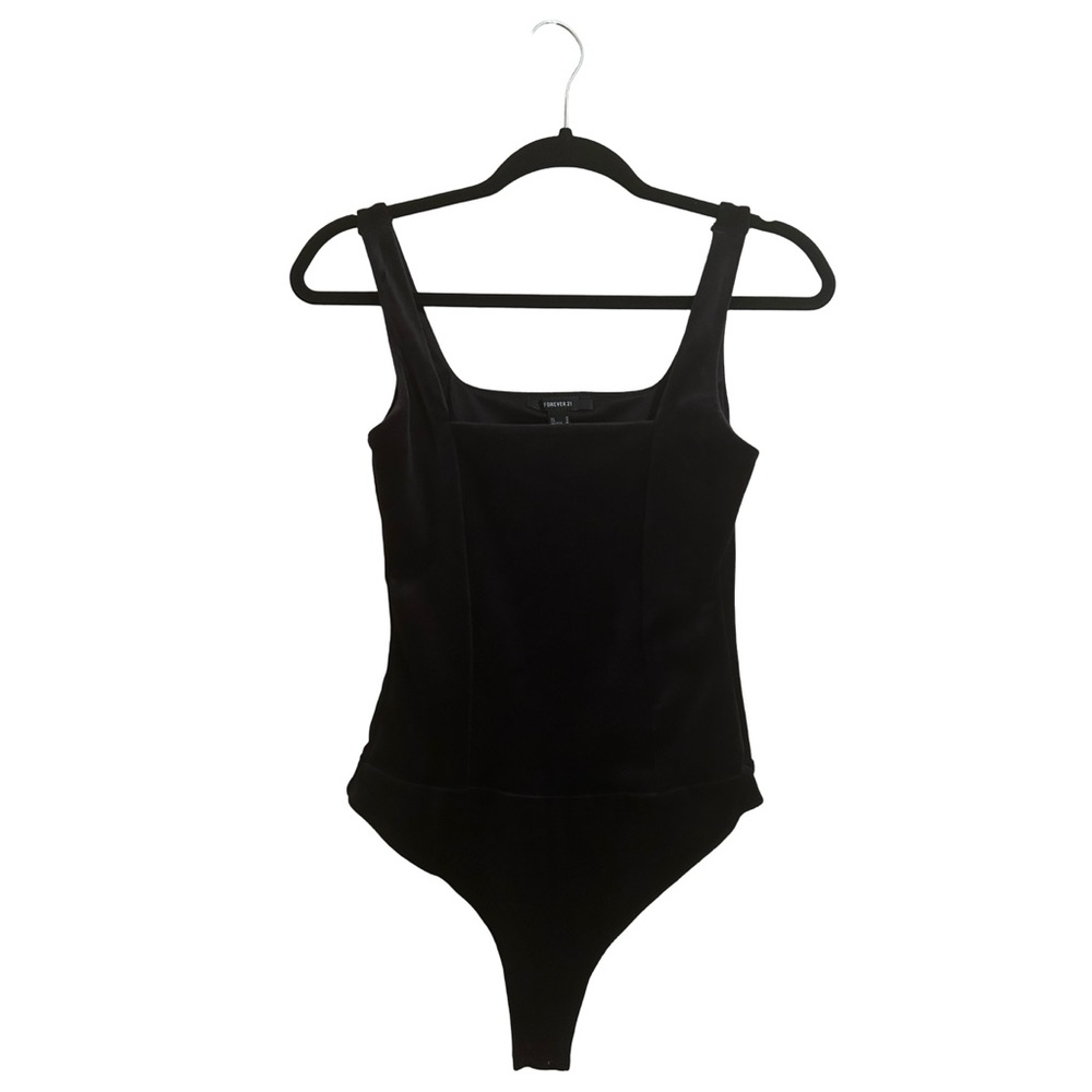forever 21 black velvet bodysuit